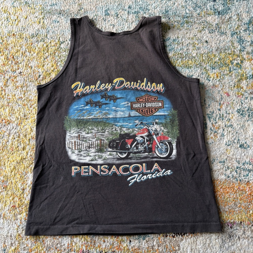 Vintage Harley-Davidson Pensacola Florida Graphic Tank Top Size M Made in USA